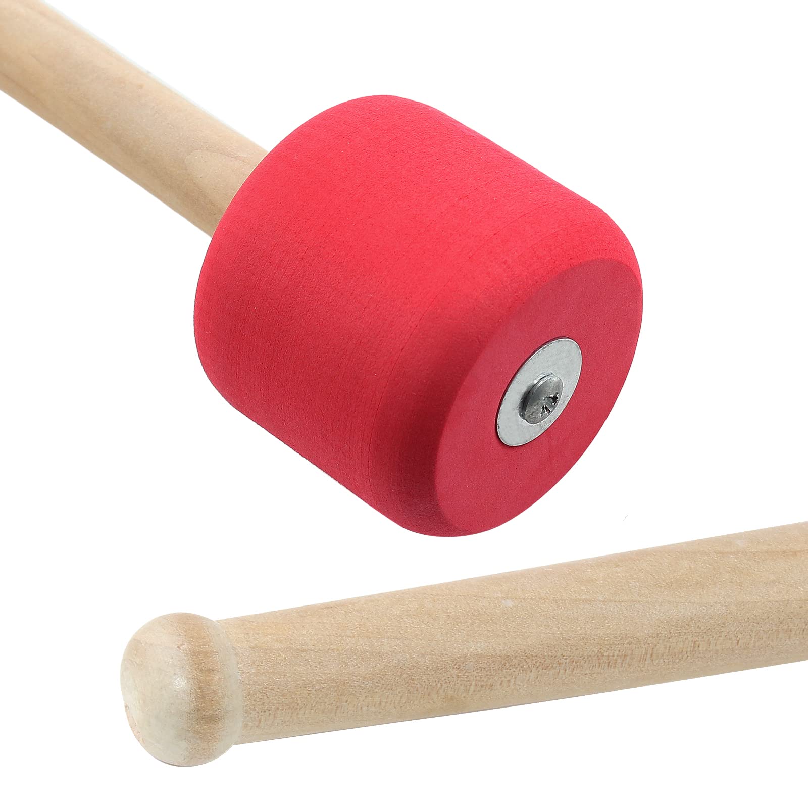 Murtenze 2Pack 12.8'' Bass Drum Mallet Drum Stick, Wool Felt Head Mallets Percussion Instrument Band Accessory (Red)